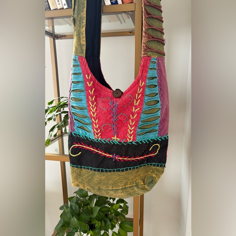 Rising International Cross Body Embroidered Sling Bag Multicolor